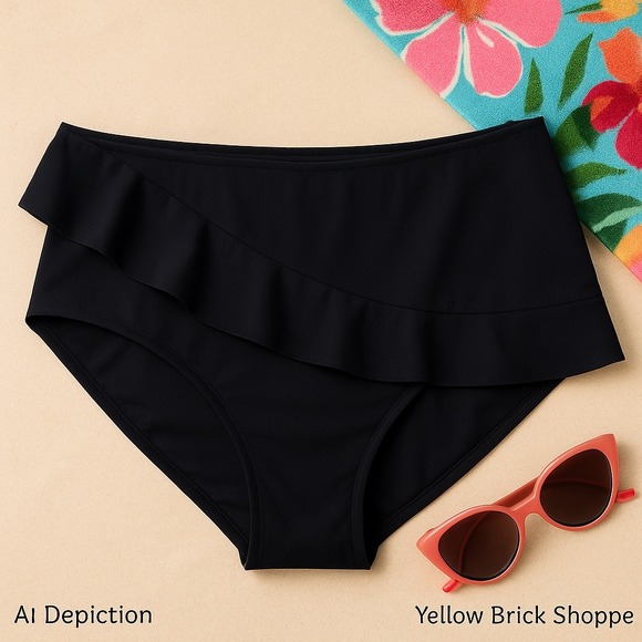 Lands' End Other - Lands' End Women's Ruffle Black Swim‎ Bottoms – Size 14 – New